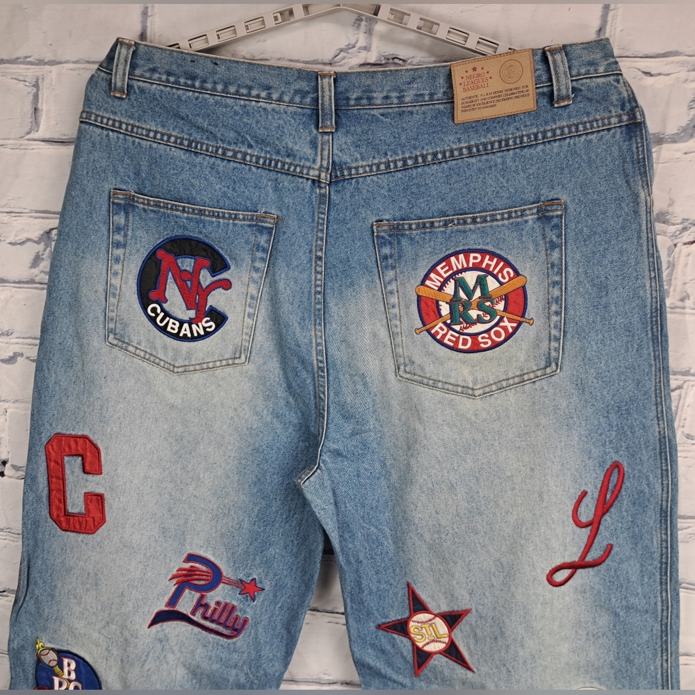 Headgear Negro League Baseball Men's Jeans Team Patches Straight 44 Actual 42x33 - Picture 10 of 15